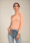 One Shoulder Rib Top - 100723