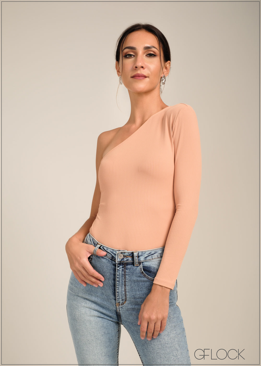 One Shoulder Rib Top - 100723