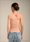 One Shoulder Rib Top - 100723