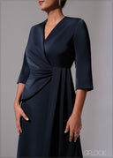 Wrap Front Twist Detail Midi Dress - 300525