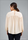 Oversized Blouse With Gatherings - 260224