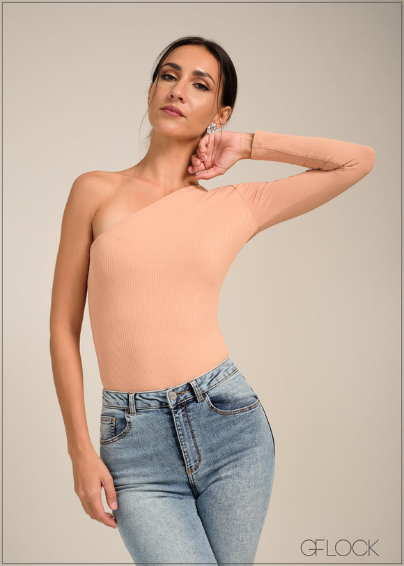 One Shoulder Rib Top - 100723