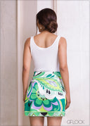 High Waisted Slit Detailed Printed Skirt - 101123