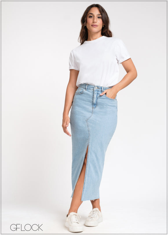 High Waist Denim Skirt - 01 - 121024