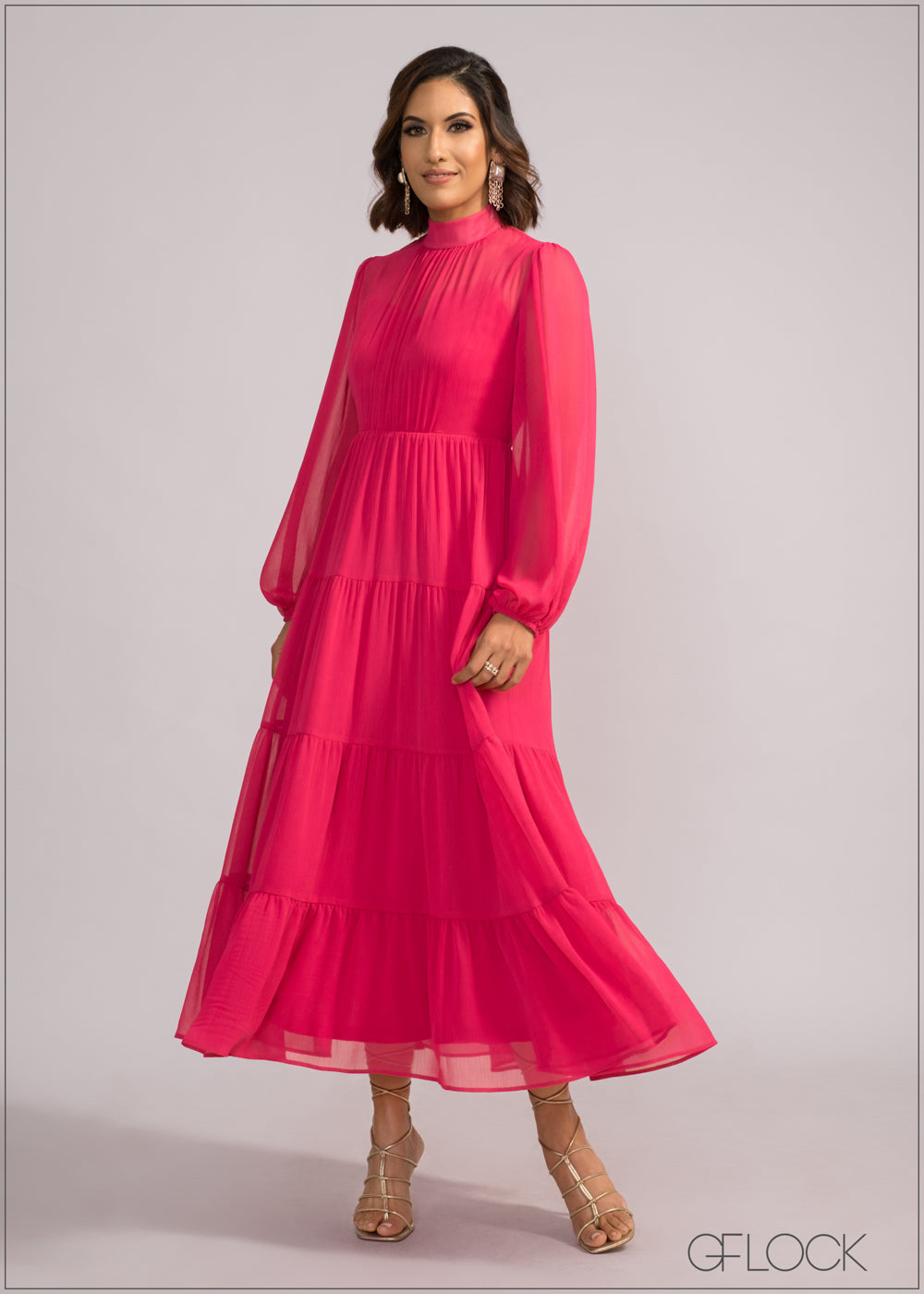 High Neck Tiered Maxi Dress - 200424