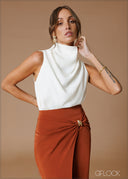 Knot Detail Midi Skirt - 140826