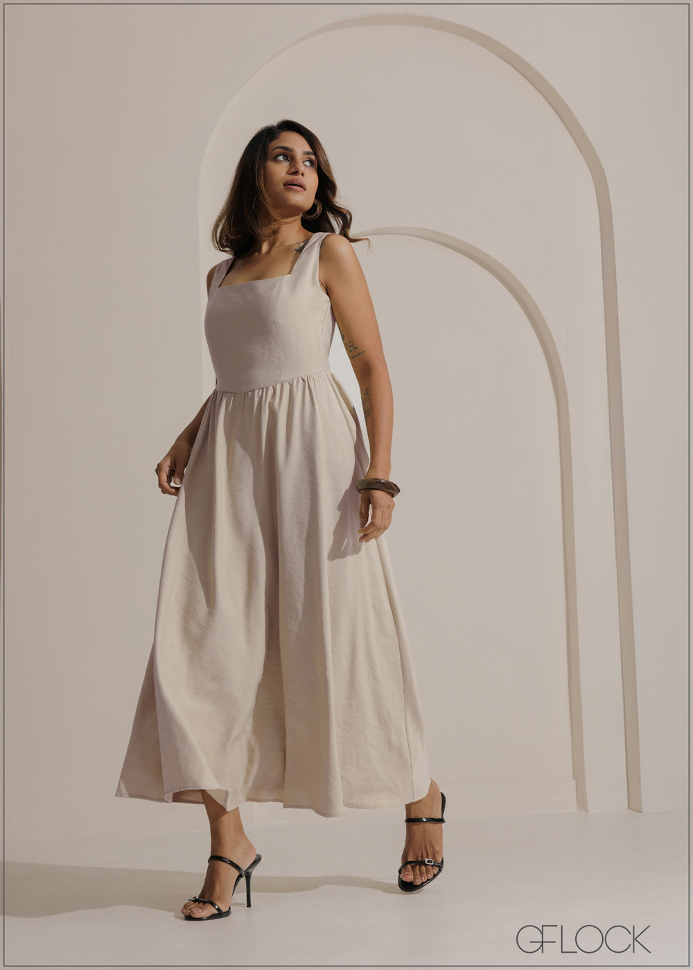 Square Neck Flared Dress - 271025