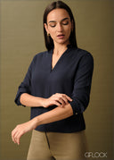 V-Neck Long Sleeve Shirt - 061025