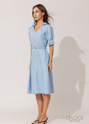 Puff Sleeve Linen Maxi Dress - 120826