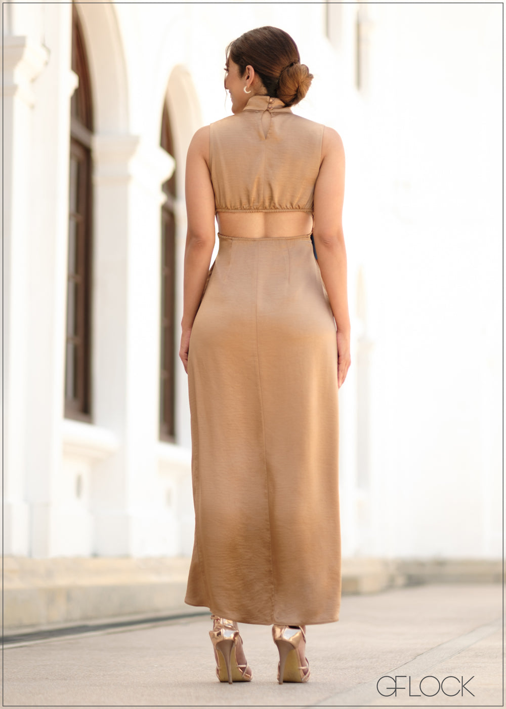 High Neck Draped Detail Maxi Dress - 210723