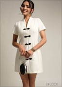 Button Detail Mini Dress - 231026
