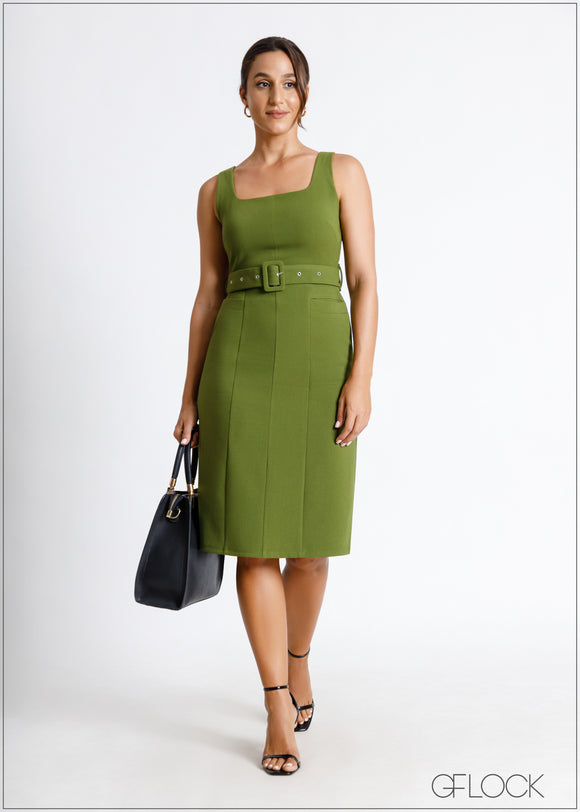 Square Neck Midi Dress - 220724