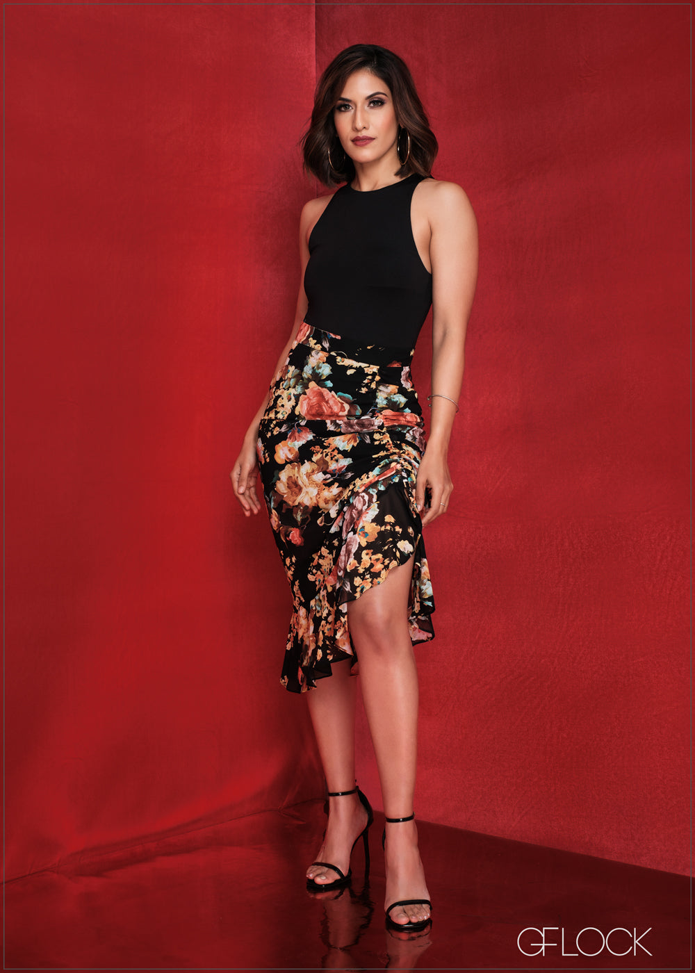 High Waisted Ruched Tie-Up Skirt - 090224