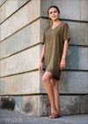 V-Neck Shift Dress - 010124