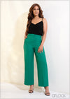 High Waisted Straight Leg Hem Detail Pant - 150524