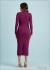 High Neck Bodycon Tie Up Dress - 020623