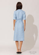 Puff Sleeve Linen Maxi Dress - 120826