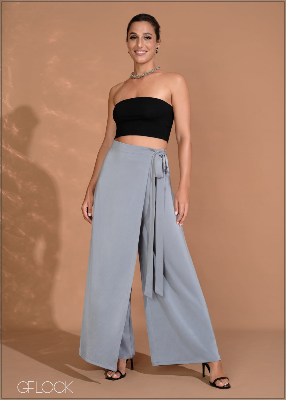 High Waisted Tie-Up Detail Flare Pant - 260724