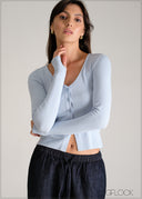 Button Down Long Sleeve Top - 110626