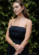 Gathered Bodice Full-Length Strapless Dress - 020224