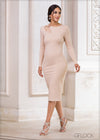 Long Sleeved Ring Cut-Out Detailed Dress - 101123