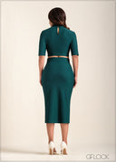 Front Slit Detail Midi Skirt - 221123