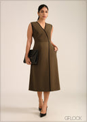 V-Neck Two Tone Dress - 261026