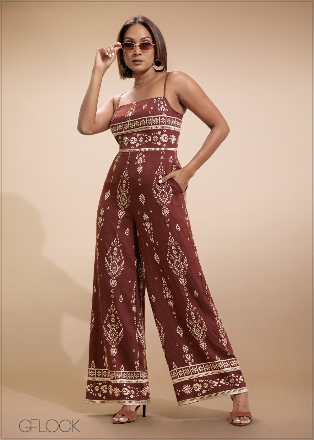 Border Printed Jumpsuit - 230725