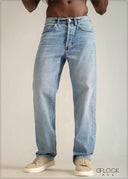 Mid Blue Straight Leg Jean - Short Length - 081026