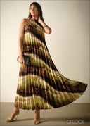 Halter Neck Pleated Dress - 271125