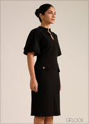 Puff Sleeved Midi Dress - 261026
