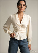 Tie Detail Long Sleeve Top - 231026