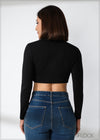 Long Sleeve Round Neck Crop Top - 220124