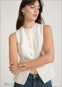Sleeveless Button Down Waistcoat - 030826
