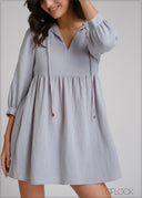 Balloon Sleeve Gauze Dress - 250425