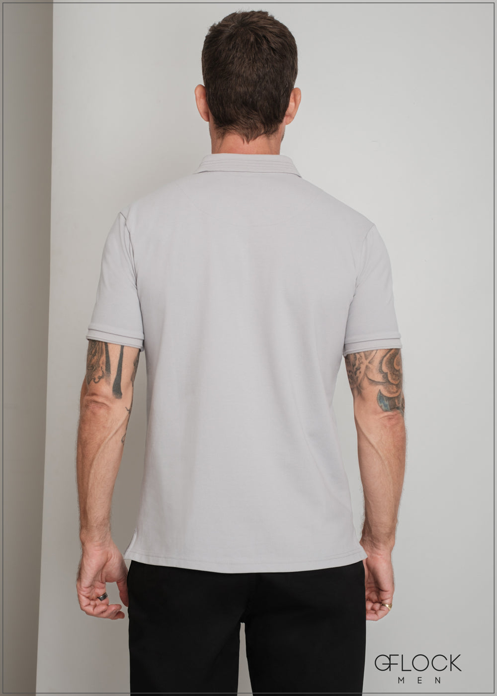 Embossed Collar Polo T-Shirt - 080425