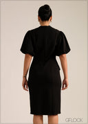 Puff Sleeved Midi Dress - 261026