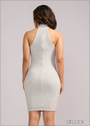 Halter Neckline Bodycon Mini Dress - 200424