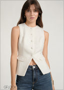 Sleeveless Button Down Waistcoat - 030826