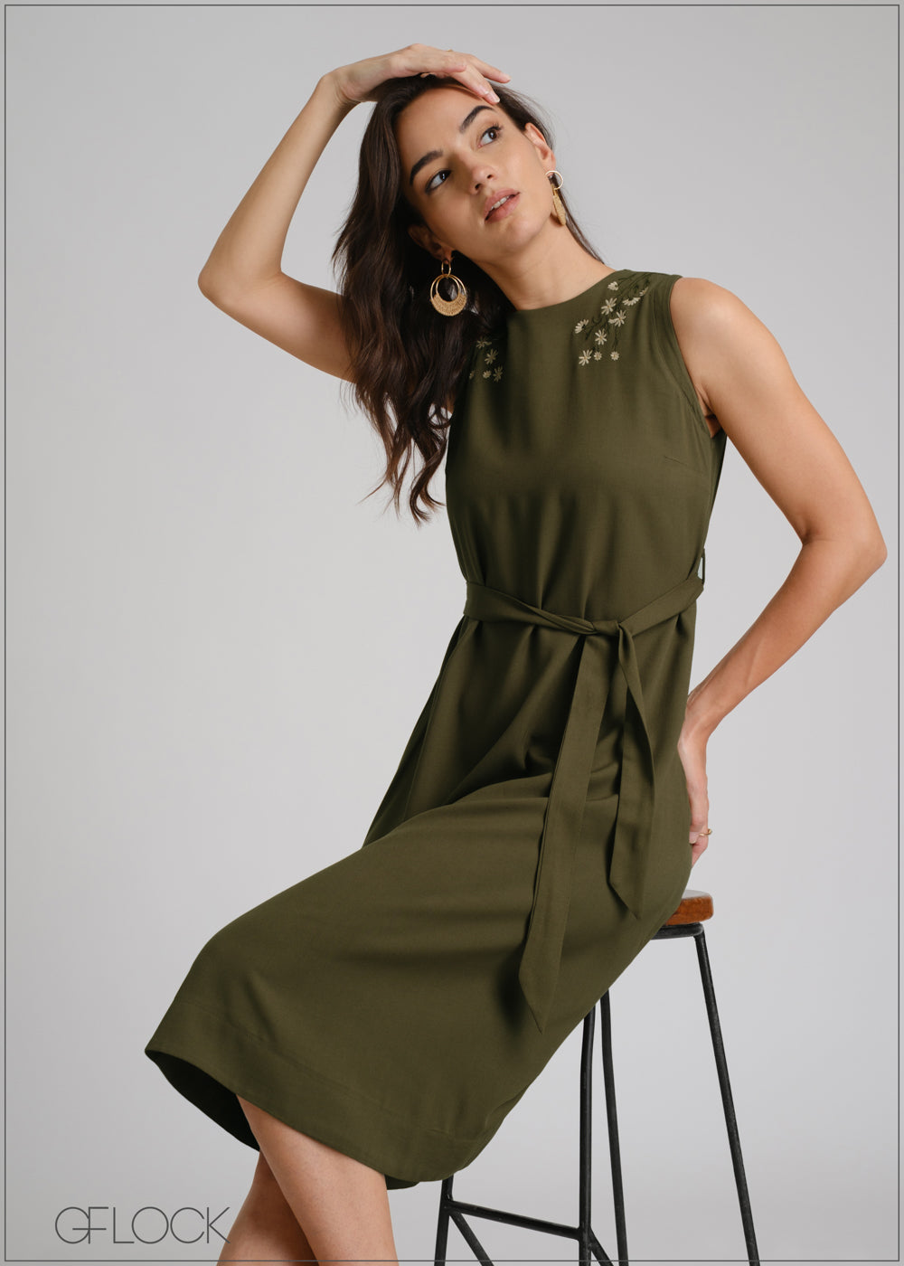 Embroidery Midi Dress - 250425