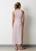 Linen Sleeveless Floral Neck Detail Dress - 160926