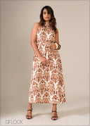 High Neck Printed Dress - 130326