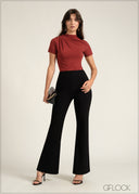 Short Sleeve High Neck Top - 030826