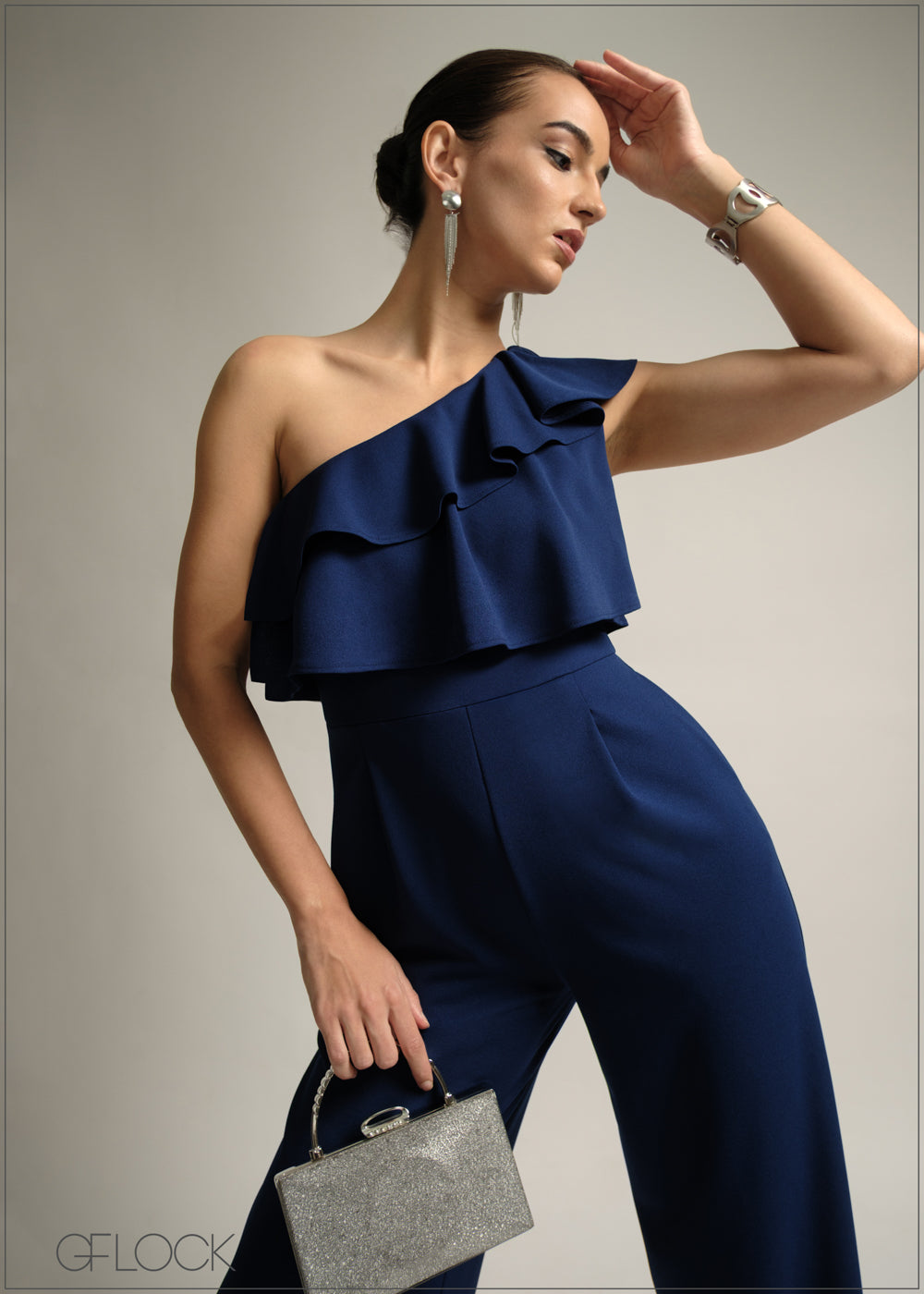 One Shoulder Frill Detail Jumpsuit - 220825