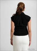 Collared Turn-Up Detailed Top - 051026