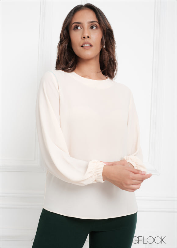 Crew Neck Popover Top - 150923