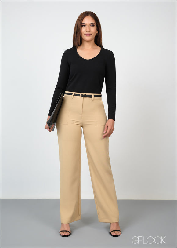 Straight Leg Pant With Seam - 100624