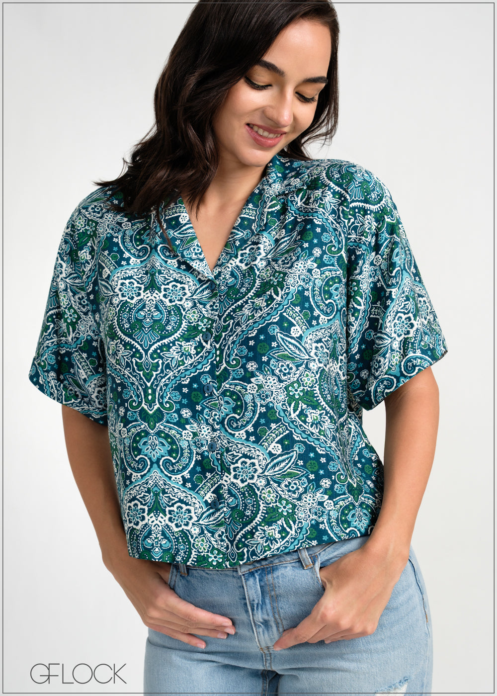 Cuban Collar Printed Shirt - 031025