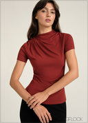 Short Sleeve High Neck Top - 030826