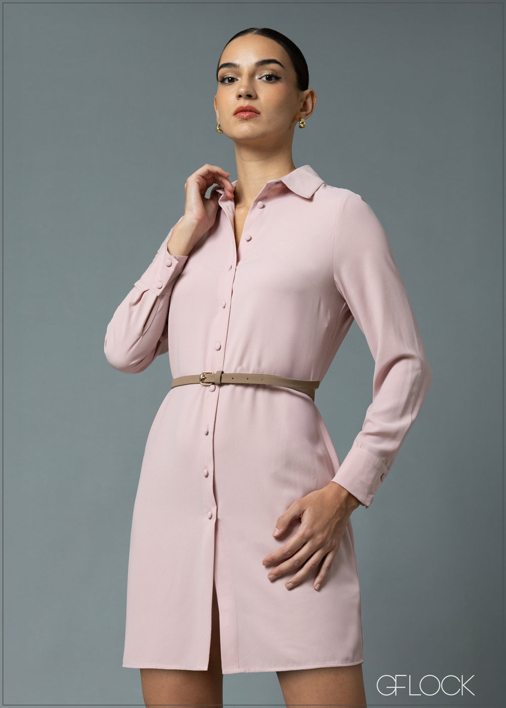 Long Sleeve Shirt Dress - 200625